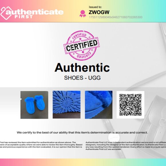 Authentic UGG Women's Bright Blue Fluffy Slippers with COA - Picture 14 of 14